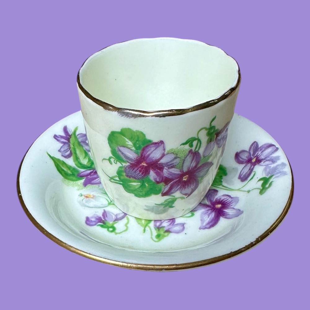 Vintage Salesman Sample Sutherland Bone China Devon Violets Cup‎ and Saucer Set